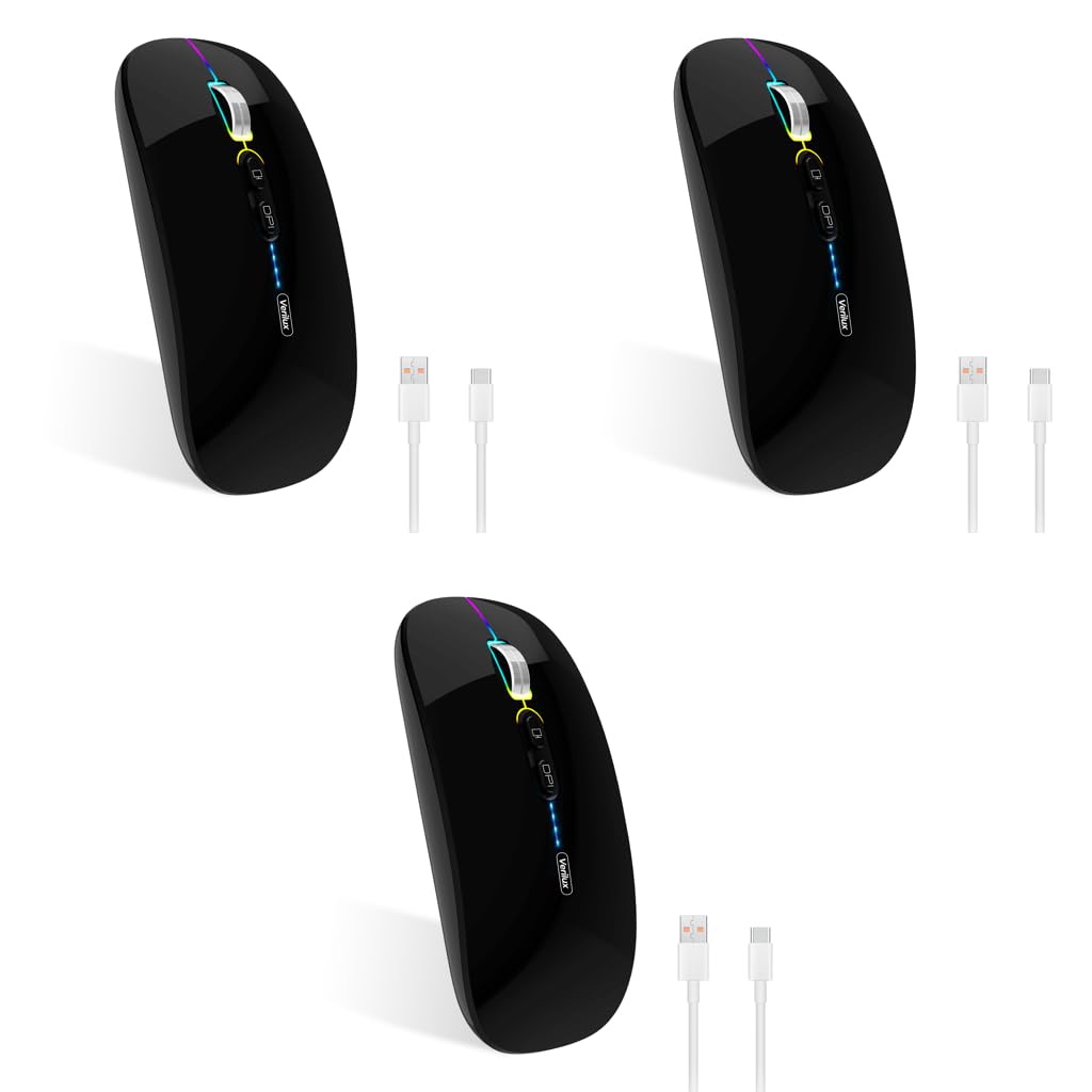 Verilux Wireless Mouse for Laptop with Dual Mode Bluetooth 5.0 and 500mAh Battery | Silent Ergonomic Design