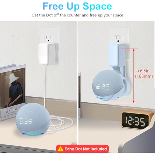 ZORBES® Wall Mount for Alexa Echo Dot Outlet Hanger Stand (5th & 4th Gen) Holder with Cable Management Accessories Holder Only 2 PCS