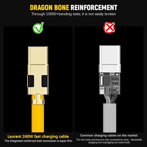 Verilux® 240W USB C Cable 4 in 1 Fast Charging 1.5m Silicone Multi Charging Zinc Alloy Metal Connectors Design Universal for Phone Tablet 3PCS