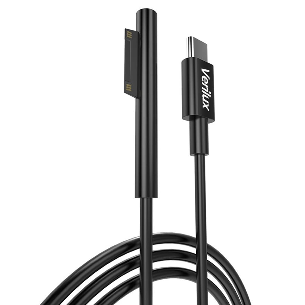 Verilux Type C Charging Cable for Microsoft Surface 5.9ft 45W with Magnetic Connector | Nylon Braided