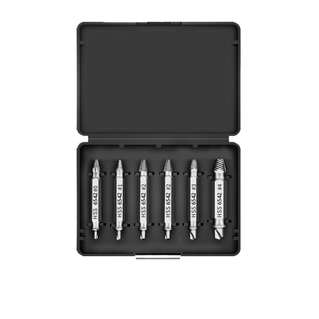 Serplex® 6PCS Multipurpose Screw Extractors Set, Hardened Steel Dual-Ended Tools for Stripped & Damaged Screws, Bolts, Nuts, with Compact Storage Case for DIY & Professional Repairs
