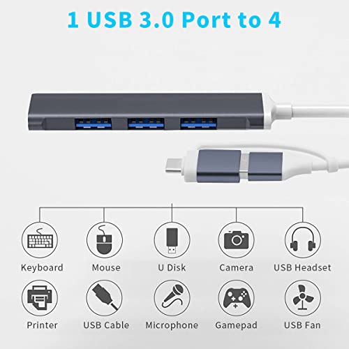 ZORBES® 4 in 1 USB Type C HUB OTG Adapter with 3 USB 2.0 & 1 USB 3.0 USB for MacBook Pro, Air iPad Samsung S10 Surface Pro, XPS, Laptop, PC, Flash Drive