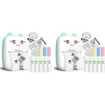 Zeitel® Mini Bluetooth Thermal Printer Portable Label Inkfree for Android and iOS System Black on White with 13 Roll Print Paper Stickers Blue 2 PCS