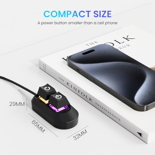 Verilux® Desktop Computer Power Switch LED Power Button 2 in 1 On Off Restart Key External PC Power Button 2 PCS