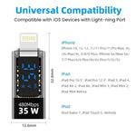 Verilux® USB C to Lightning Adapter with LED Display Support PD 35W Fast Charging 480Mbps Data Sync Real Time Power Universal Connector for iPhone iPad iPod 2PCS
