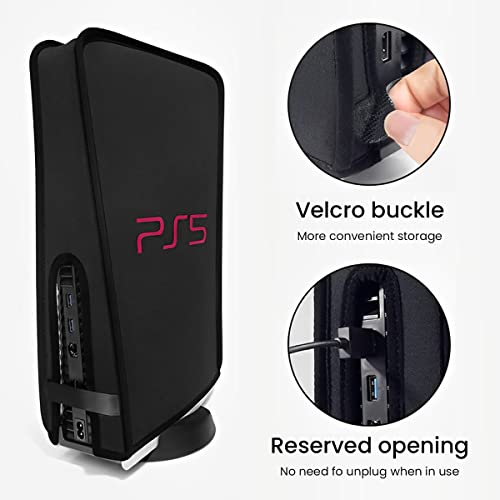 ZORBES® Dust Cover for Sony PS5 Console Protective Case Anti Scratch Waterproof for PlayStation 5 Game Sleeve Accessories Digital Edition Disc Edition Black 3 PCS