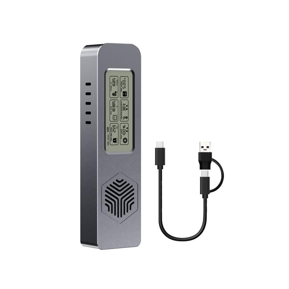 ZORBES® M.2 NVMe SSD Enclosure USB Type-C 3.2 Gen 2, External Hard Drive Case with LCD Display & Built in Cooling Fan, 10Gbps High-Speed Aluminum SSD Reader for M Key & B+M Key 2230/2242/2260/2280