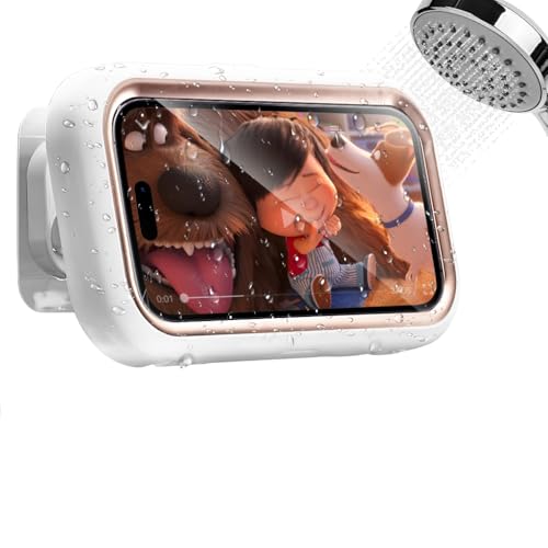 ZORBES® Bathroom Phone Holder for 6.8'' Phone Waterproof Anti-Fog Wall Phone Holder with Ultra Slim TPU Touch Screen 360 ° Rotatable Phone Holder Case No Drill Wall Phone Holder