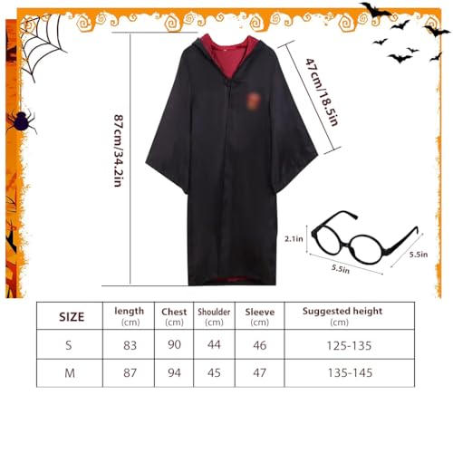 ZORBES® Bata Clásica, Disfraz, Accesorio de Gryffindor de Ha/ry Po/ter de Disguise para Niños, con Gafas, Varita Mágica, Bata, Bufanda, Corbata, Talla Pequeña (5-6) 125-135 cm