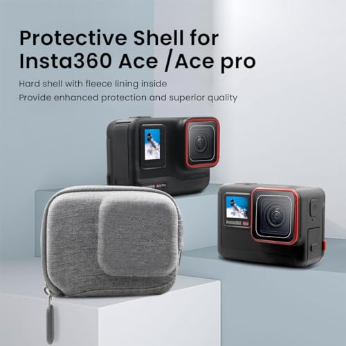 ZORBES® Carry Case for Insta360 Ace Pro Action Camera EVA Hard Anti-Scratch Carrying with Carabiner Dual Zipper Protective Compatible Mount Attachment Gray 3 PCS