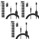 Verilux® USB C to DC Cable with 8 Connectors 5V-20V Adjustable Power Design with Switch Button 3.3Ft Converter Charging for Notebooks Portable Monitors Stationary Routers 3PCS