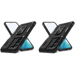 ZORBES® Phone Case for Samsung Galaxy S23 with Rotatable Kickstand Grip Hard PC Sliding Camera Cover Anti-Scratch Black 2 PCS