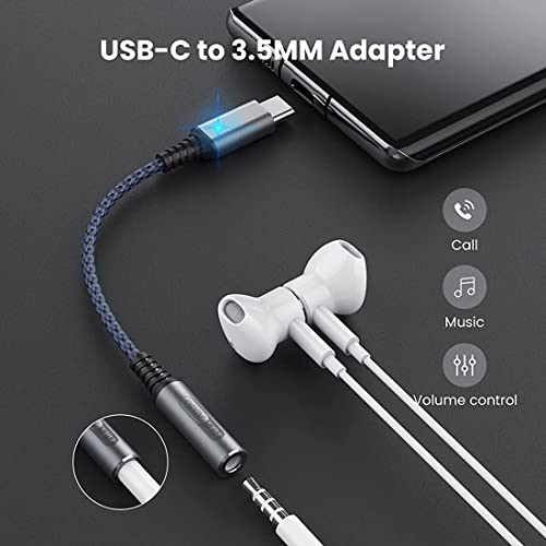 ZORBES® USB C to 3.5mm Jack Audio Adapter USB Type C to 3.5 mm Jack Converter, USB C to Aux Cable, Type C to 3.5mm Audio Headphone Adapter for Samsung Galaxy S22 Ultra S21 FE S20+ Note 20 10 Tab S8