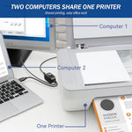 Verilux® 5FT Printer Cable with Switcher Dual USB to USB-B for Two Computers Nylon Gold Plated for HP Canon Dell Epson Lexmark Xerox Samsung and More 2PCS