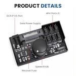 ZORBES® 4 Pin 12V PWM Fan Controller Speed Controller Kit, Support Max 6 Fans, CPU Tower Fan Controller Modification Kit with Knob, Powered by SATA and DC 5525