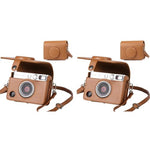 ZORBES® PU Case for Fujifilm Mini EVO Instant Camera Anti-Scratch Fashion Vintage Brown Protective with Removable Shoulder Belt 2 PCS
