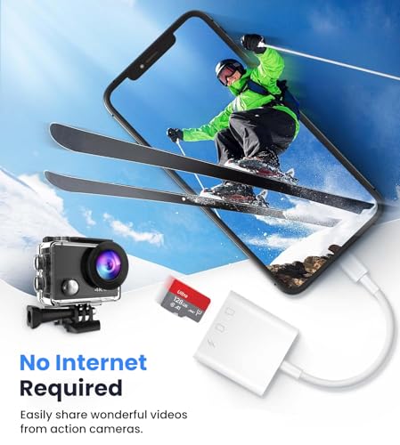 Verilux® SD Card Reader for iPhone iPad with USB C to C Connector 3 in 1 Dual Slot SD TF and USB Port Memory Readers Support Android Camera 2PCS