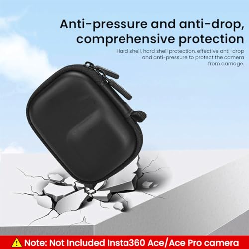 ZORBES® Carry Case for Insta360 Ace Pro Action Camera EVA Hard Anti-Scratch with Carabiner Dual Zipper Protective Compatible Mount Attachment Black 3PCS