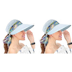 ZORBES® Polyester Wide Brim Sun Hats for Women Beach Foldable UV Protection Summer Cap Travel Holiday Swimming UPF 50+ Blue 2PCS