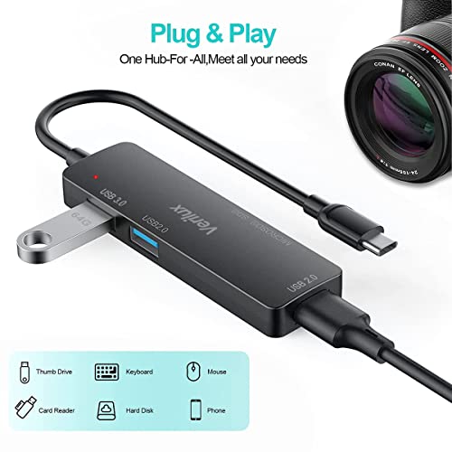 Verilux® 5 in 1 USB C Hub,Upgraded Type C Hub 3.0, USB Hub 3.0 for Laptop High Speed,TF/SD Card Reader for PC, MacBook, Mac Pro, Mac Mini, iMac, Surface Pro, XPS, PC, Flash Drive - verilux