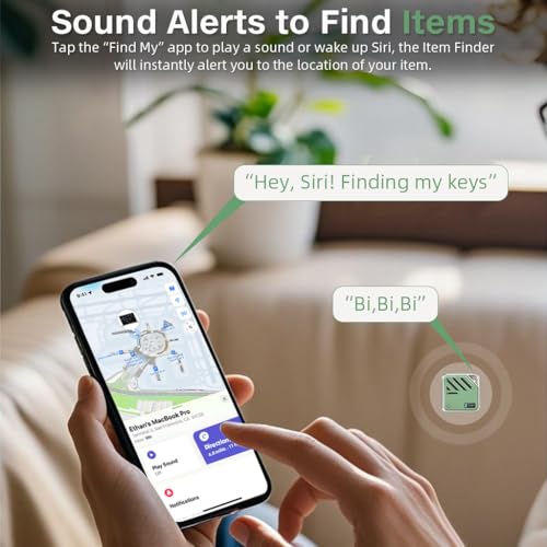 Verilux® Air for iOS Item Finder with Loop Hole Smart Bluetooth Tracker Compatible with Find My App Key GPS Tracking Device for Kids Safety Magnetic Green 3PCS