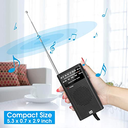 ZORBES® Portable HiFi AM FM Radio for Home Pocket Player Operated with Speaker and 3.5mm Headphone Jack Battery Powered Easy Operation Indoor Outdoor Emergency 2 PCS