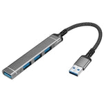 Verilux USB Hub 3.0 for PC with 4 Ports and 5Gbps Speed featuring Braided Cord | Aluminum Shell