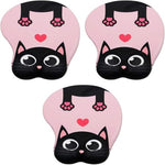 ZORBES® Mouse Pad with Wrist Rest Ergonomic Silicone Smooth Lycra Cover Kawaii Cartoon Pink Gaming Office Anti-Slip 3PCS