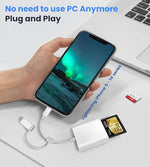 Verilux® SD Card Reader for iPhone iPad with USB C to C Connector 3 in 1 Dual Slot SD TF and USB Port Memory Readers Support Android Camera 2PCS