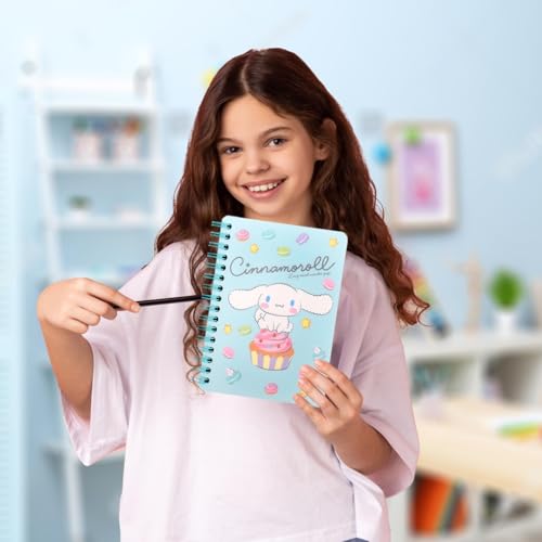 ZORBES® Juego de 9 útiles escolares Kawaii Cinnamoroll, juego de suministros de papelería Kawaii con cuaderno, estuche para lápices, bolígrafos con clic, pegatinas variadas de dibujos animados