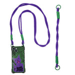 ZORBES® Compatible with iPhone 15 Silicone Phone Case, Phone Lanyard & Phone Sling Strap Chic Purple Cat Printed Phone Case for iPhone 15 Purple Braided Nylon Rope Phone Sling Strap, Set of 3Pcs
