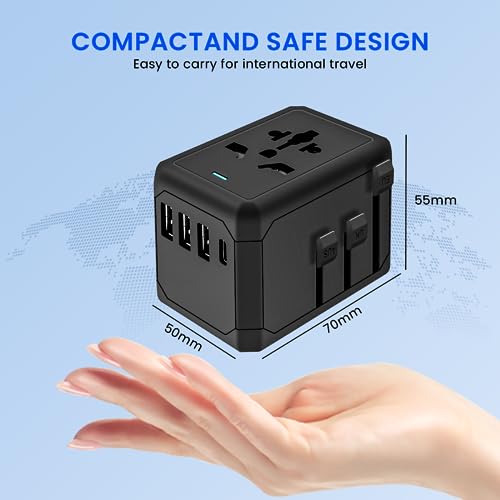 ZORBES® 20W Travel Adapter Wall Outlet Adapter with 3 USB Ports & Type-C Universal UK/US/AUS/EU Converter Plug Adapter Wall AC Power Plug Wall Power Adapter