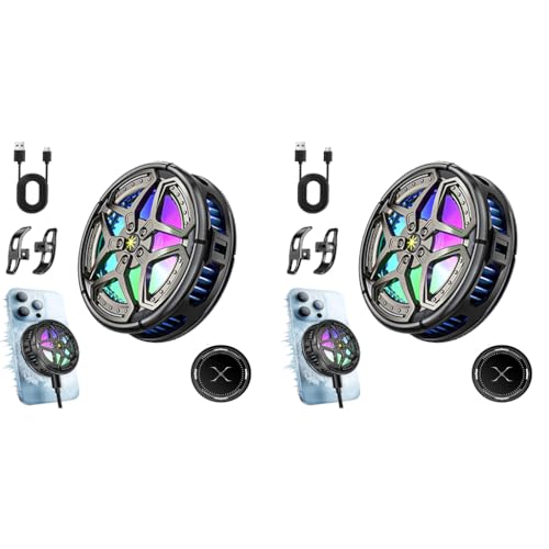 ZORBES® Phone Cooler Gaming Fan Led Mobile Cooler with RGB Lights Semiconductor Technology Radiator Clips for iPhone 2PCS