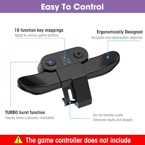 ZORBES® PS4 Controller Paddles, Slim ABS PS4 Back Button Attachment Support for Turbo Burst Function, Back Button Attachment/Turbo Function FPS, for PS4 Controller, NO PS4 Included