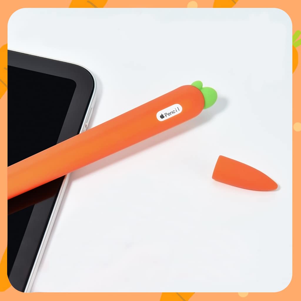 Verilux® Cute Pencil Cover for iPad Pencil 2nd Gen, (Pen not Included) Silicone Soft Protective Cover Accessories Compatible with iPad Pencil 2nd Generation (Orange) - verilux