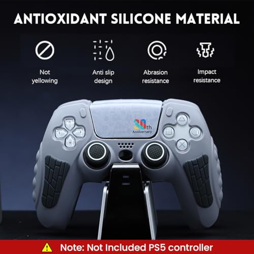 ZORBES® Game Controller Silicone Cover for PS5 Game Controller 30th Anniversary Customized Protective Cover for Controller, with 2 Thumb Grip Caps & Touchpad Sticker 3 PCS