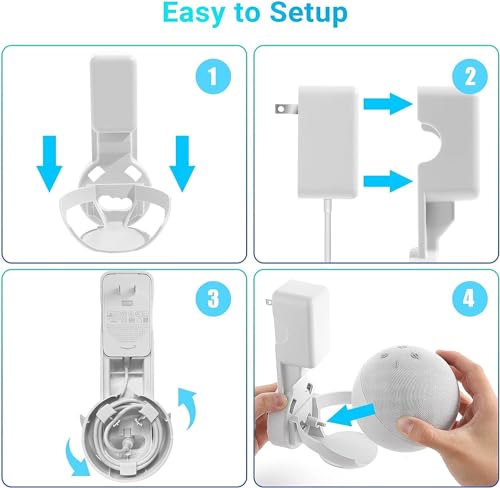 ZORBES® Wall Adapter Holder for Echo Dot 4th Gen 5th Gen Smart Speaker Accessories Built-in Plug Cable Management with Stand Speakers Holder Only 3PCS