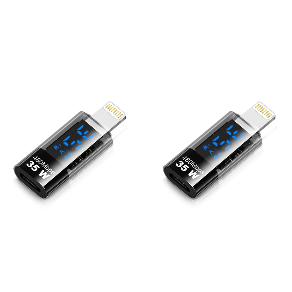Verilux USB C to Lightning Adapter with LED Display 35W PD Fast Charging 480Mbps Data Sync