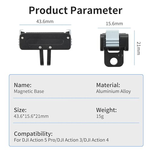 ZORBES® Magnetic Adapter Mount for DJI Action 5pro/4/3 Quick Release Adapter with Connection Adapter, for DJI Accessories, Attachable Tripod, Vlogging