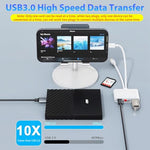 Verilux® Multi Card Reader for iPhone SD Card Reader 4 in 2 USB C Lightning to SD TF Card Flash Drive Reader Support Fast Charging for iOS Devices Portable 3PCS