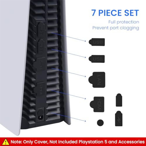 ZORBES® 9Pcs Dust Plug Kit for PS5/PS5 Slim Console and 1PCS Oxford Cloth Dust Proof Cover for Sony PlayStation 5 Game Console Vertical Cover Sleeve PS5 Accessories