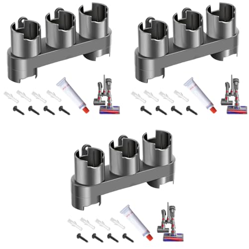 Verilux® ABS Accessory Holder Without Drilling for Dyson V6 V7 V8 V10 V11 Vacuum Cleaner Rack Wall Mounted Attachment Organizer Accessories Including Screws Nail-Free Glue Adapter 3PCS