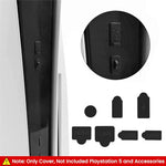 ZORBES® 9Pcs Dust Plug Kit for PS5/PS5 Slim Console and 1PCS Oxford Cloth Dust Proof Cover for Sony PlayStation 5 Game Console Vertical Cover Sleeve PS5 Accessories