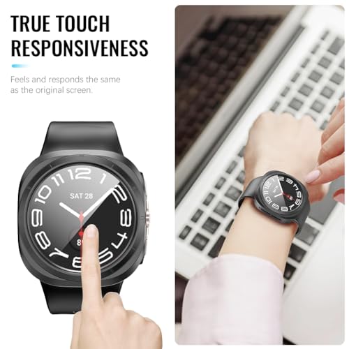 ZORBES® Screen Protector & PC Watch Case for Samsung Galaxy Watch 7 44mm, Anti-Smudge HD Tempered Glass Screen Protector for Galaxy Watch 7 47mm