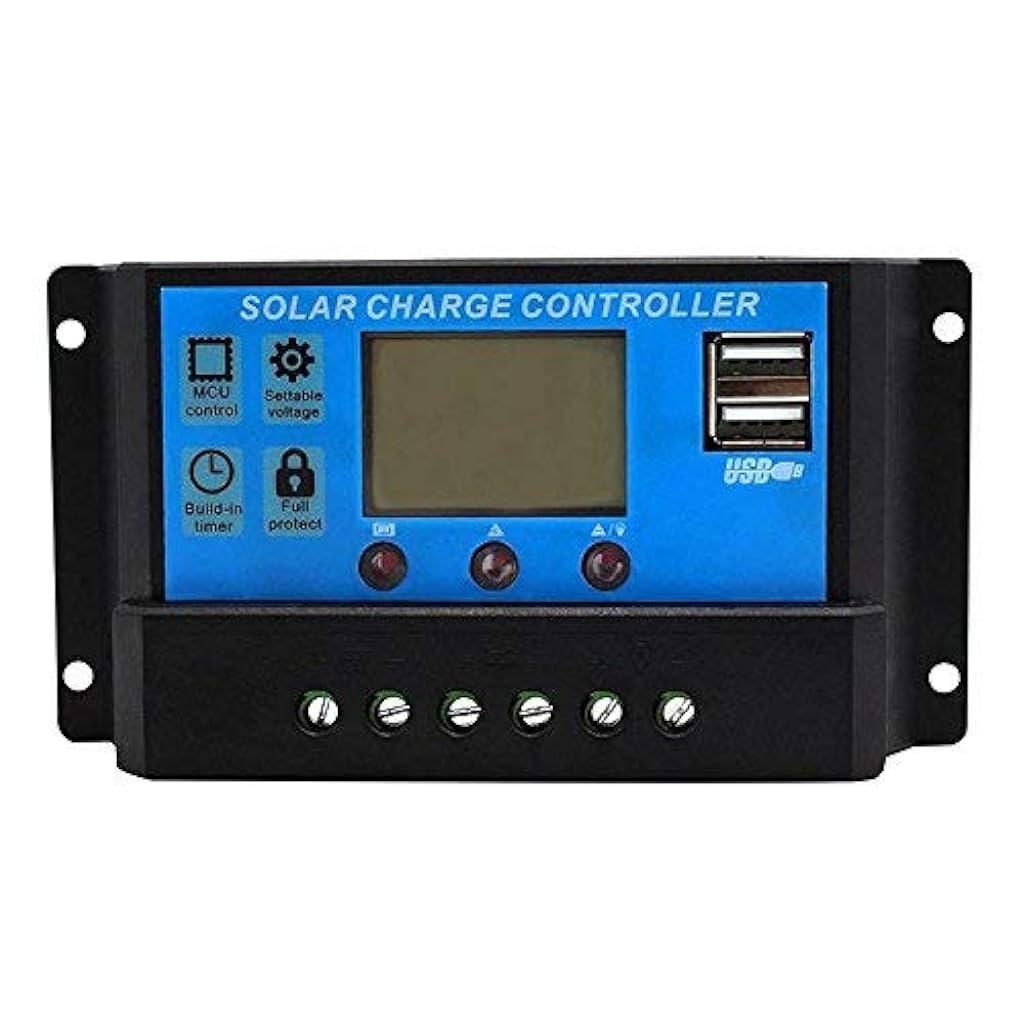 ZORBES® ABS 30A 12V 24V Solar Panel Charger Controller Battery Regulator Dual USB LCD Display (Blue) - verilux