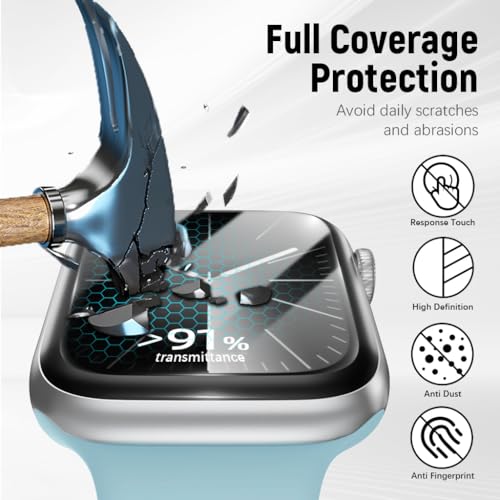Zeitel® Screen Protector for A pple Watch S10 42mm HD Soft Protective Silicone Film Scratch Protection Screen Protector with Auto-Alignment Applicator Tool Kit, 2 Sheet Film Included