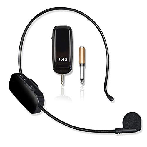 ZORBES® Wireless Microphone Headset with 2.4G Wireless Receiver & 3.5mm to 6.35mm Jack Adapter Connector, USB Rechargeable Headwear Microphone Headset for Speaker, Voice Amplifier, Pa System