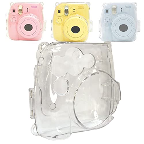 ZORBES® Instax Mini 9/8 Case Cover, Crystal Protective Camera Case for Fujifilm Instax Mini 9/8, Easy Install Clear Hard Shell with Removable Rainbow Shoulder Strap for Intex Camera Mini 9/8