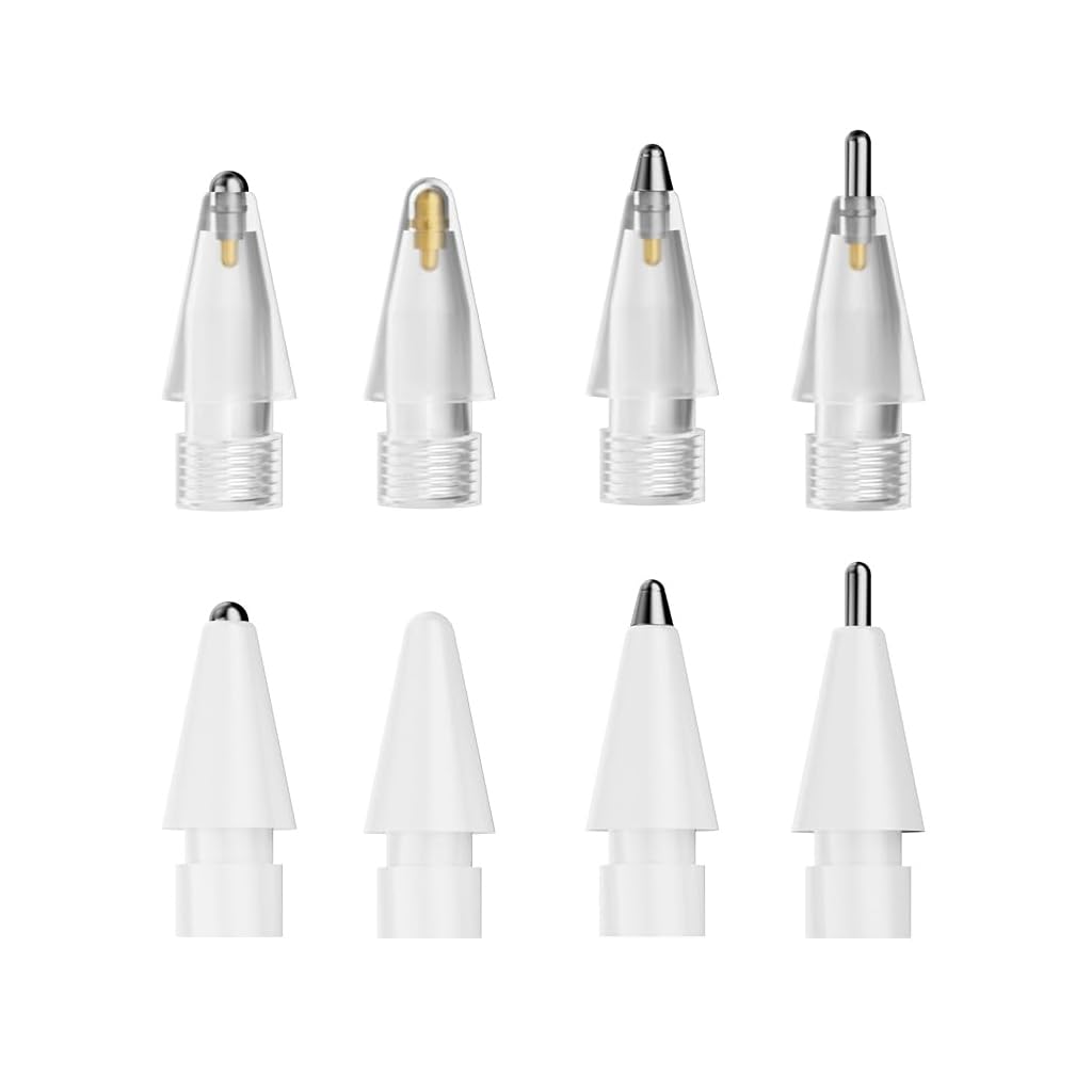 ZORBES® 8Pcs Replacement Tips for Apple Pencil 2nd Gen & 1st Gen 8pcs Plastic Tips & Metal Tip Pen Nibs Perfect Compatible for Apple Pencil Fine Point Precise Control Apple Pen Tip, No Apple Pencil