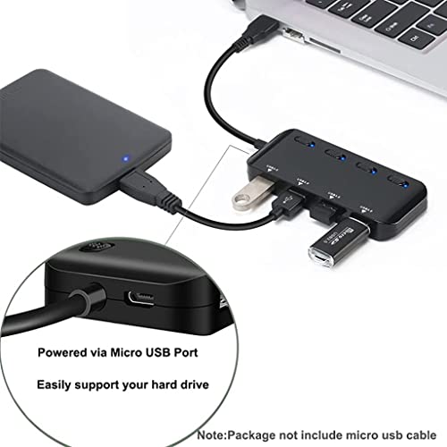 Verilux® USB Hub 3.0 for PC, USB Hub with Individual On/Off Switches, Multiport USB Adapter with 4 USB3.0 Ports for PC, MacBook Air/Pro, Mac Pro, Mac Mini, iMac, Surface Pro, XPS, Flash Drive - verilux